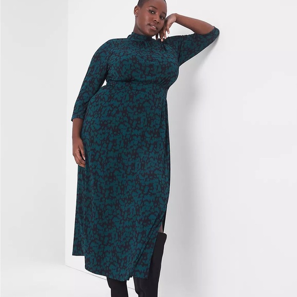 Lane Bryant Tie-Neck Open Back Midi Dress - Ikat Animal - Picture 1 of 7